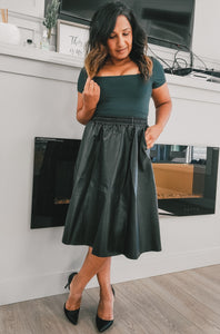 Lakelse Faux Leather Midi Skirt